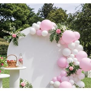 6.6 FT Round Backdrop Cover White Spandex Round Arch Cover Fitted Stretch Wedding Arch Backdrop Covers for Baby Shower Bridal Shower Birthday Party Gender Reveal Decoration