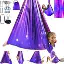Sensory Swing for Kids Indoor & Outdoor Double Layer Therapy Cuddle Hammock Chair with 360 Swivel Hanger Kit Adjustable Swing for Child and Adult with Aspergers Autism ADHD (Galaxy Purple)