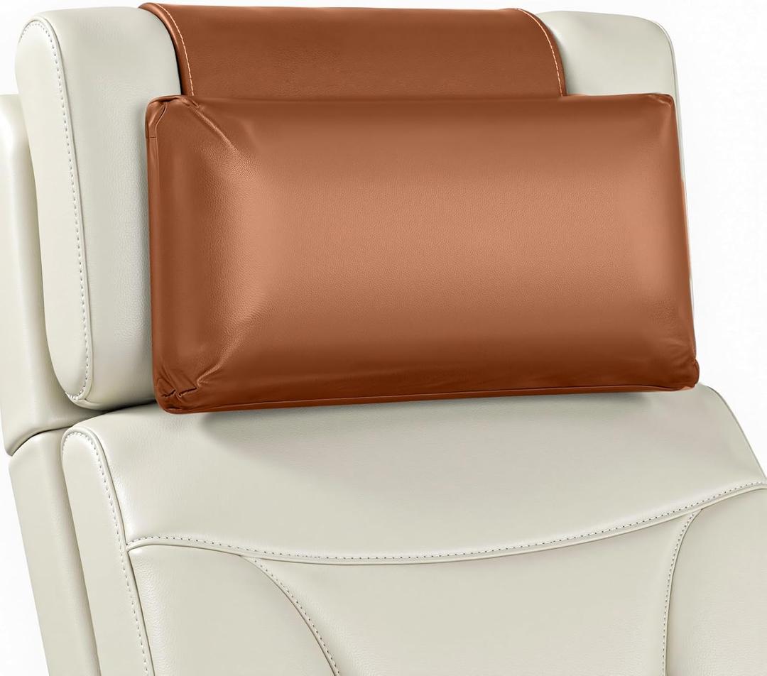 Leather Recliner Pillow, Adjustable Neck & Head Support Pillow, Pu Leather Non-Slip Headrest for Pain Relief & Relaxation, Ideal for Recliner Chair, Couch, Office Chair, Sofa