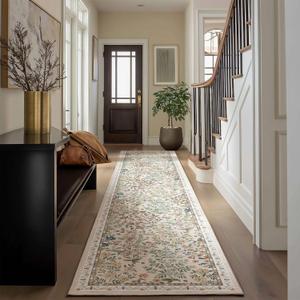 Washable Kitchen Rug Runners for Hallways: 2'x10' Bedroom Rug Non Slip Low Pile Stain Resistant Soft Indoor Floor Carpet Runner Rug for Entryway Hallway Kitchen Laundry Room Farmhouse