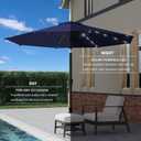 9FT Patio Umbrella with Solar Lights,Outdoor Market Umbrella with Tilt and Crank, LED Lighted Table Umbrella for Garden,Deck,Backyard,Pool,Beach (Navy)