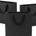Ronvir 25Pcs Gift Bags Large 12.5x11x4.5 Inches Paper Bags With Handles Recycled Black Bag For Business, Shopping, Party Favors, Birthday, Retail, Wedding, Boutique, Halloween, Christmas