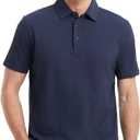 VEBOON Polo Shirts for Men Short Sleeve Athletic Performance Classic Regular Fit Golf Shirts (Blue, L)