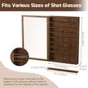 tonchean 72 Slots Large Shot Glass Display Case, Wall Mounted Shot Glass Holder with Acrylic Door, Wooden Glass Display Cabinet with Removable Shelves, 26.85'' x 17.5'' x 3.35'', 26.8in*17.5in*3.4in
