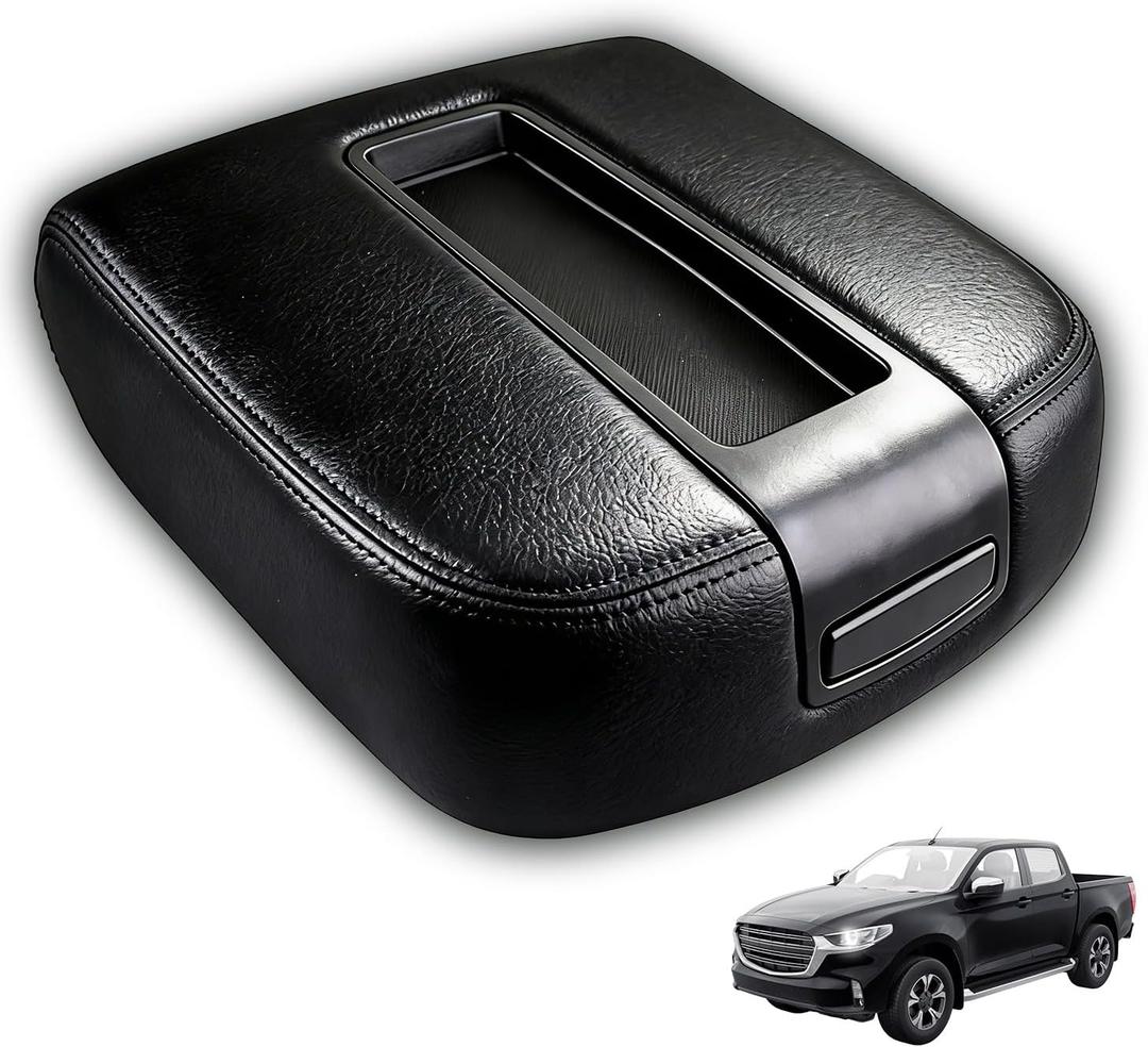 Black Center Console Armrest Lid Cover Fits for 2007-2014 Chevy Silverado Suburban 1500 2500 Tahoe Avalanche, GMC Sierra Yukon XL 1500 2500, Replace 15217111 15941534 19328718 924-875