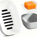 Bar Soap Dish for Shower: Waterproof Soap Holder with Drainage Tray  Plastic Soap Case Tray Caddy Soap Saver for Bathroom Kitchen Sink, Keep Soap Dry & Easy Cleaning