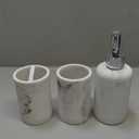 ZCCZ - Bathroom Accessories Set 3 Pcs - White Marble Design Toothbrush Holder, Lotion Soap Dispenser, 2 Qtip Holder Dispenser