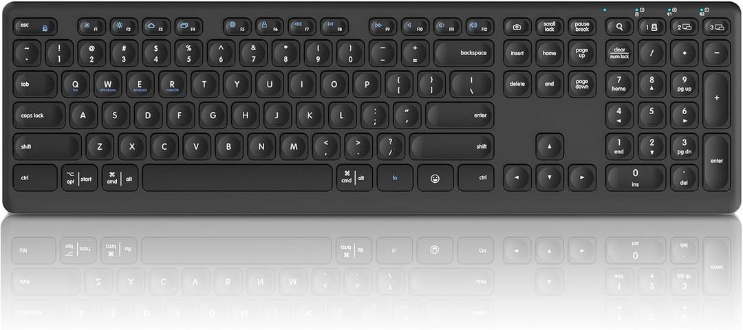 Wireless Bluetooth Keyboard, Support Multi Device Switching, Full Size, Scissor-Switch Keys Silent Design for Computer, Laptop, MacBook and iPad (US layout)