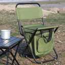 Foldable Fishing Chair with Cooler Bag, 3 in 1 Backpack Cooler Chair with Backrest, Lightweight Insulated Portable Fishing Chair for Fishing Hunting Hiking Travel, Standard