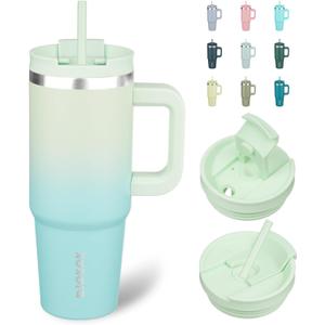 BJPKPK Insulated Tumblers With Handle And Straw 30 oz Stainless Steel Tumbler Cups With Lid, Mint
