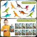 CHUNNIN 128PCS Dinosaur Party Favors Dino Themed Paper Goodie Bags Masks Sticker and Toys Jungle Safari Theme Birthday Supplies Gifts for Pinata Filler School Carnival Prize