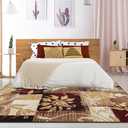 Superior Indoor Area Rug, Jute Backed, Perfect for Office, Living/Dining Room, Bedroom, Kitchen, Hallway, Entryway, Floor, Modern Floral Patchwork Decor, Pastiche Collection, 3' x 5', Burgundy