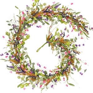 HOHOTIME 6FT Lavender Flowers Garland with Wildflower, Purple Pink Floral Eucalyptus Vine, Artificial Summer Spring Garland for Mantle Wedding Arch Porch Window Indoor Decor Home Decoration