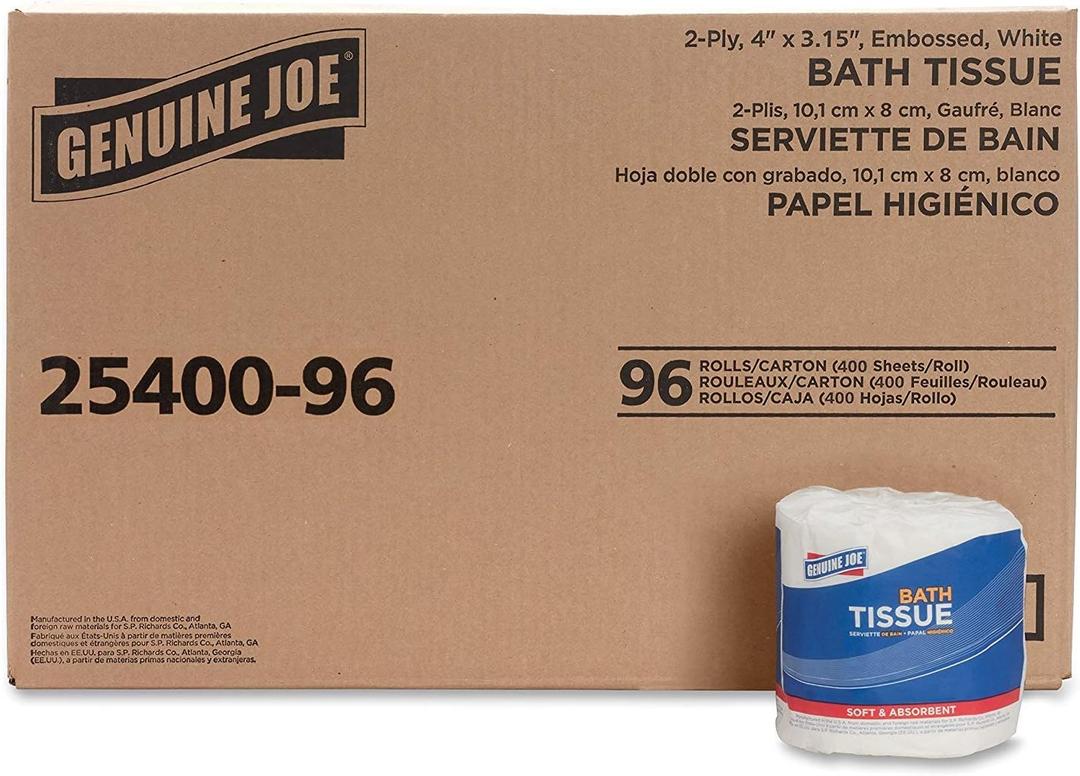 Genuine Joe 2-ply Standard Bath Tissue Rolls, 96 Rolls