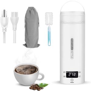 Travel Kettle Portable Electric Tea Coffee Kettle, 400ml Personal Hot Water Boiler 304 Stainless Steel, for Hotel/Travel, Leak-proof, with Digital Display
