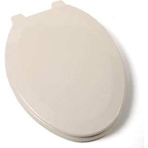 1Q1E3-01 Deluxe Molded Wood Toilet Seat with Vari-Adjust Lok-Down Hinge and Quik-Lok Mounting Hardware, Elongated, Bone