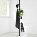 Coat Rack Freestanding, 56 to 125 inch Adjustable Tension Rod Hanger with 12 Hooks for Hanging Coat, Plant,Jacket, Hat, Scarf, Suitable for Living Room, Balcony, Kitchen Black