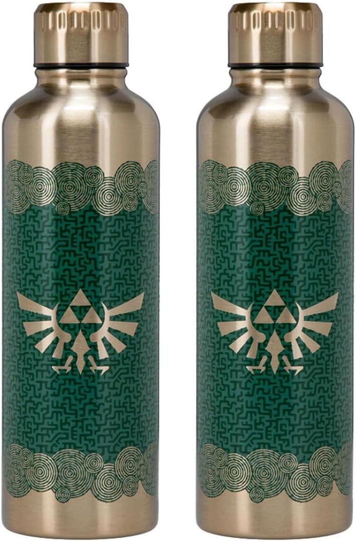 Paladone Tears of The Kingdom Official Licensed Zelda Metal Water Bottle, Gamer Fan Decor and Gift, Gaming Desk Accessory for All Ages, Collectors Drinkware, 2 Packs