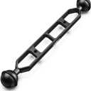 9" Double Ball Arm for Underwater Photography, Professional Adjustable Dual Ball Joint Light Mount, Aluminum Alloy Clamp for Camera Tray, Video Lights&Strobes
