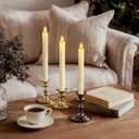12 Pcs Flameless Taper Candles with Remote Timer Dimmer, 9.6 inches Ivory Plastic LED Candlesticks, Battery Operated Led Warm Light Window Candles, for Wedding Home Christmas Decoration