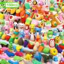 150 Pack Animal Erasers for Kids Bulk Pull Apart 3D Puzzle Erasers Treasure Box Toys for Classroom Rewards and Prizes Class Treasure Box Kids Party Favors Back to School Supplies Gift