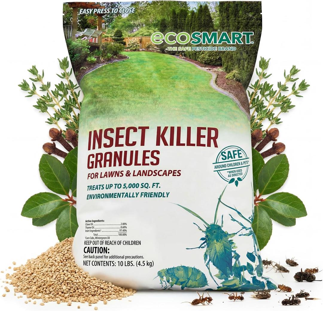 EcoSMART Insect Killer Granules for Lawns & Landscapes, 10 lb Bag, Plant-Based Pest Control with Clove & Thyme Oil, Kills Ants Fleas Ticks Crickets Flies Aphids, Pet & Kid Safe, Treats 5,000 Sq Ft