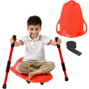 Large Scooter Board for Kids, Plastic Floor Scooter Board with Handles and Buckle, Gym Scooters for Indoor Outdoor Sports,Sensory Training