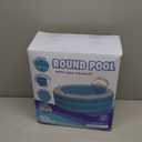 Inflatable Round Swimming Pool with Blow Up Padded Floor, Cup Holder, Handles and Drain - 60"x22" Deep Round Large Kiddie Pool Perfect for Adults and Kids Ages 4 5 6 7 8+