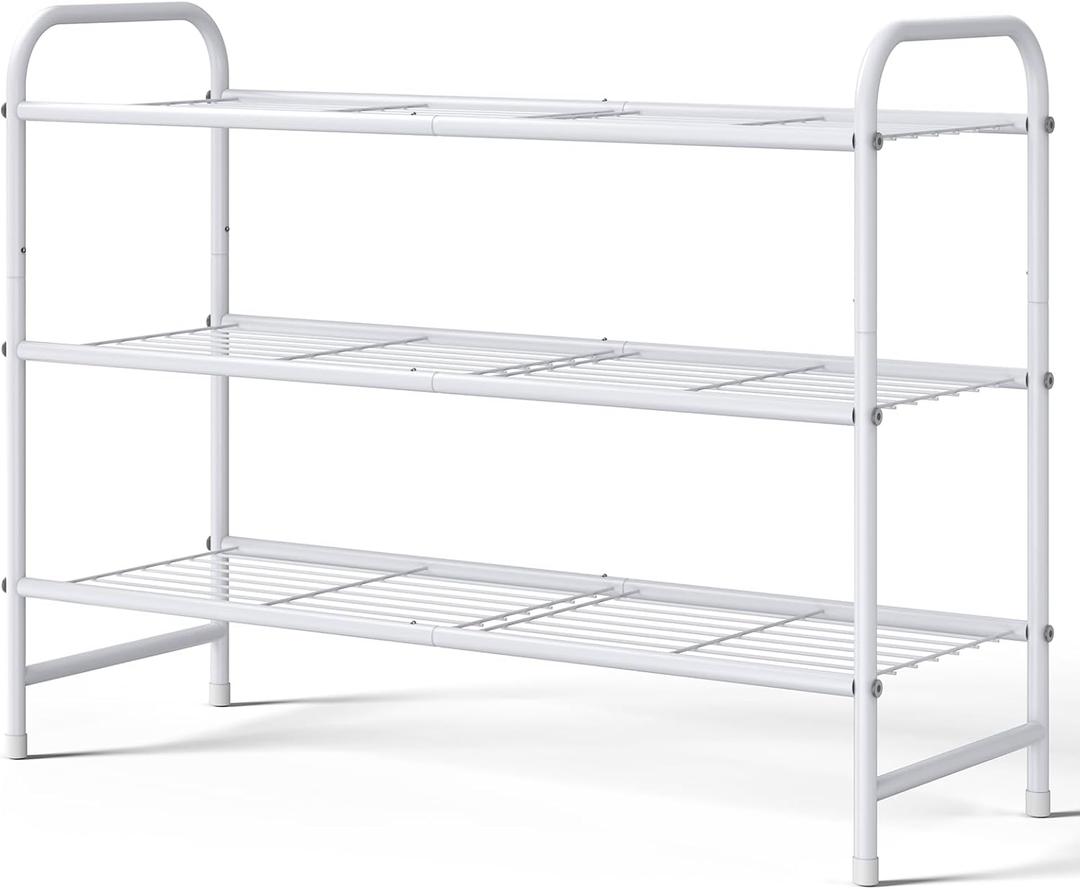 Kitsure Shoe Rack - Stainless Steel Shoe Organizer, Sturdy Shoe Rack for Closet and Front Door Entrance, Free Standing Shoe Shelf, Closet Organizers and Storage, White
