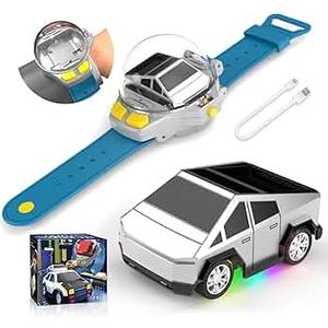 Watch Remote Control Car Toy, 2.4 GHz Mini RC Cars Watch Toy with LED Lights USB Charging Wrist Controlled Small Racing Car Interactive Game Toys for Kids Boy Girl Birthday Christmas