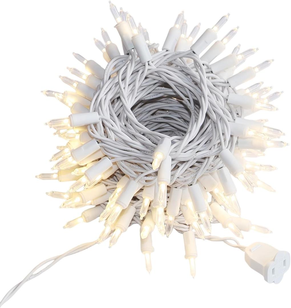 100 LED Warm White Christmas String Lights, 35 FT White Wire, UL Certified Commercial Grade, Indoor and Outdoor Use
