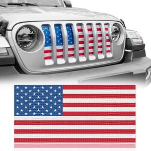 Hooke Road Wrangler JL & Gladiator Grill Insert Flag Grille Mesh Bug Screen Deflector for 2018-2025 Jeep JL Wrangler & Gladiator JT (Distressed U.S. Flag Old Glory)