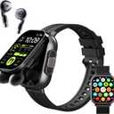 Smart Watch with Earbuds, 2.01" HD Screen Fitness Watch, 2 in 1 Smartwatch with 100+ Sport Modes Fitness Tracker, Sleep/Heart Rate/Monitor Pedometer for iOS & Android, Black