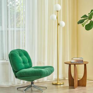 VONLUCE Mid Century Modern Floor Lamp 65", 3 Globe Lights Standing Lamp with LED Bulbs & Frosted Shades, Contemporary Dimmable Tall Pole Lamp for Living Room Bedroom Office, Gold (65 inch)