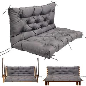 Gollense Porch Swing Cushions, 3 Seat Outdoor Swing Cushion Replacement with Backrest, 60 x 40 Inches Bench Cushion with 8 Ties for Outdoor Furniture for Patio, Backyard, Garden, Dark Grey