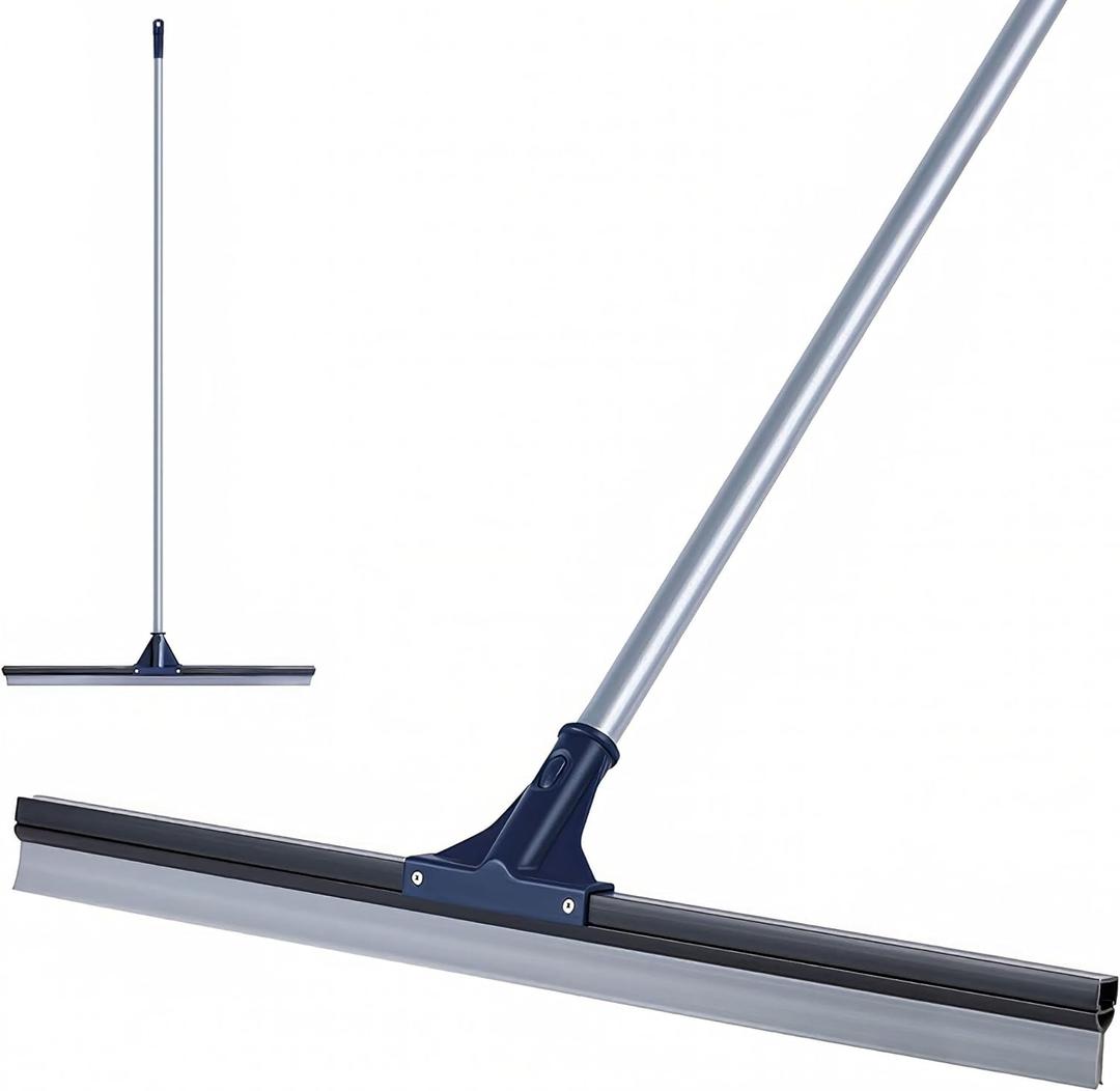 DSV Standard Floor Squeegee for Concrete Floor, 30" Large Squeegee Broom, Heavy Duty Floor Squeegee for Tile with 51.5" Handle for Garage, Deck, Bathroom, Window, Glass