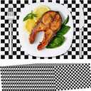 Lincia 100 Pcs Checkered Paper Placemats Birthday Party Supplies Disposable Placemats for Kids Baby Shower Men Party Decorations Favors 11 x 17 Inch(Black, White)