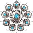 GORGECRAFT 1 Box 10Pcs 30mm Screw Back Buttons Sunflower Decorative Buckle Round Vintage Western Style Blue Turquoise Concho Flower Buds Daisy Buttons Replacement Buckle for DIY Leather Craft Fabrics