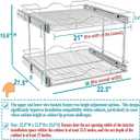 OCG 2 Tier Pull Out Cabinet Organizer (22.5" W x 21.5" D), Pull Out Drawers for Kitchen Cabinets, Pull Out Shelves for Base Cabinet Organization in Kitchen Bathroom Pantry, Chrome Finish