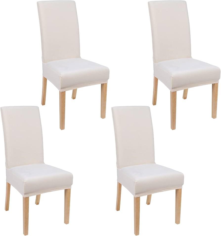 NORTHERN BROTHERS Dining Chair Covers Seat Parson Chair Slipcover for Dining Room Set of 4, White