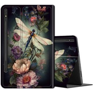 Case for Samsung Galaxy Tab S9 Plus/S9 FE Plus 5G 12.4 Inch Tablet 2023 (Model SM-X810/SM-X816B/SM-X818U/SM-X616B), Leather Multi-Angle Stand Cover with Auto Sleep/Wake, Dragonfly Peony