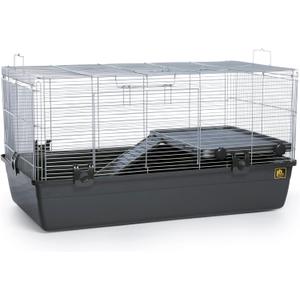 Prevue Pet Products Universal Small Animal Home - Small Animal Cage for Hamsters, Guinea Pigs, Ferrets, Dwarf Rabbits, Rats, Chinchillas, Hedgehogs, Indoor Use, Tight Wire Spacing - Gray, 
Product Dimensions	32.5"L x 19"W x 17.5"H
Gap Size	9.5 millimeters