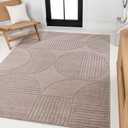 JONATHAN Y Nordby High-Low Arch Striped Indoor/Outdoor Area Rug, 8x10, Taupe/Beige, for Patio, Backyard, Living Room, Bedroom, Office, Hose-Washable (SCN104D-8) (7'9" x 10' (Rectangular))