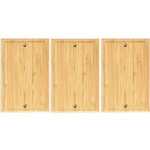 3PC Solid Wood Light Switch Plate Blank Wall Plate4.8" X3.14" Light Switch Cover Quality Raw Wooden Switch Plate Decorative Wall Plate Bamboo (Standard Size)