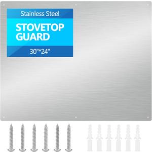30" x 24" Thicken Heavy Range Hoods Stainless Steel Backsplash,Panel Splatter Guard for Stovetop,6 Pre Drilled Holes for Easy Installation,Keep the Walls Clean, Bright and Beautiful (30" x 24")