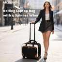 Rolling Laptop Bag with 4 Spinner Wheels, Rolling Briefcase for Women with Lock, 16 Inch Computer Bag with Telescopic Handle, Overnight Laptop Bag with Wheels for Work Travel Business, Beige Brown