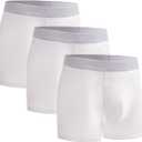 Men's Underwear Pack, Modal Boxer Briefs, Breathable Underwear for Men, Ultra Soft & Comfortable & Moisture-wicking (White, M)