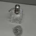 Square Bathroom Soap Dispenser Brushed Nickel, Glass Bottles with Stainless Steel Pump Cube Liquid Soap Dispenser Hand Kitchen (8.4oz-Square)