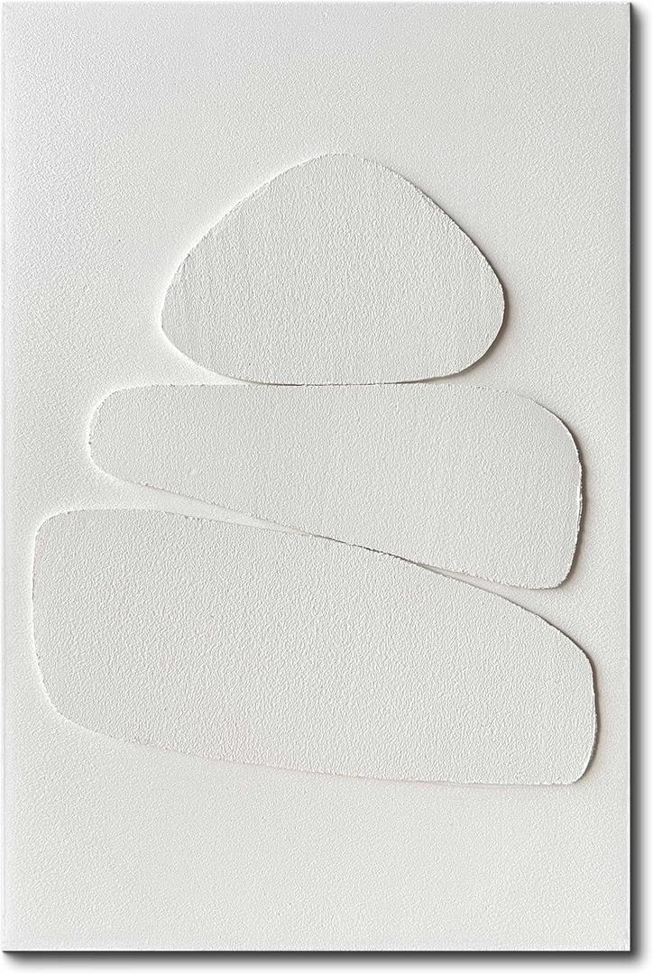 Creespi White Textured Wall Art - Hand Painted Minimalist 3D Art Painting 24x36 inches,Modern Abstract Oil Painting On Canvas for Home Wall Decor