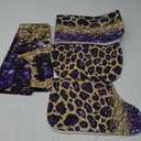 4 Pcs Purple Leopard Print Shower Curtain Set with Non-Slip Rugs, Toilet Lid Cover and Bath Mat, Wild Animal Skin Bathroom Decor Set with Shower Curtain and Rugs(Hooks Not Included)